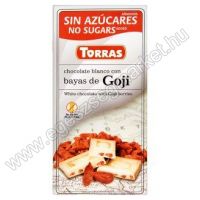 Torras gluténmentes Goji bogyós fehércsokoládé édesítőszerrel 70g